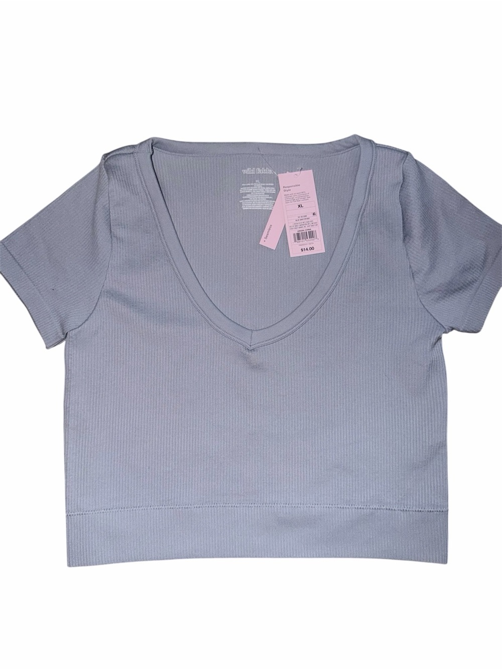 Wild Fable V-Neck Short Sleeve Ribbed Crop